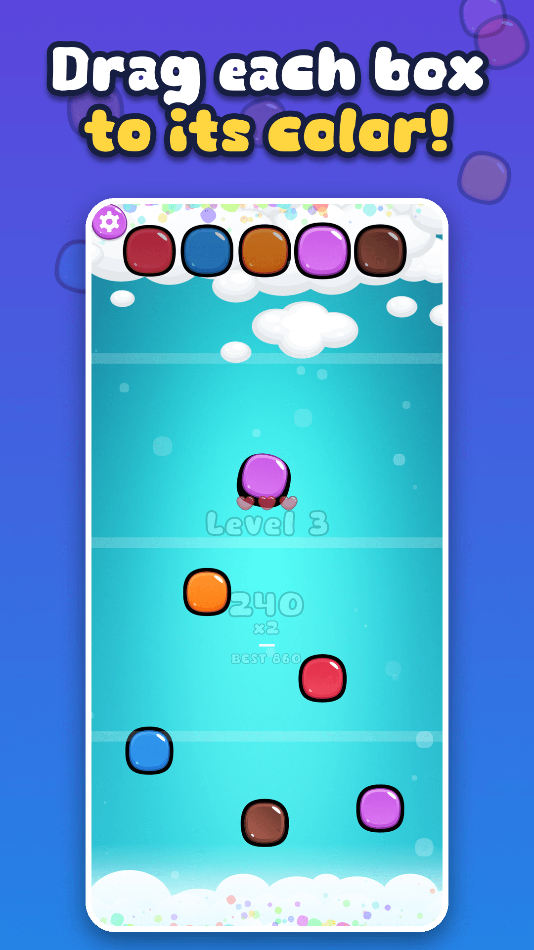 Drag each box to its color